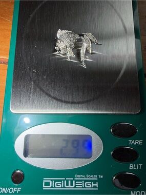 14k White Gold .27ct Diamond Fish Pin/Pendant